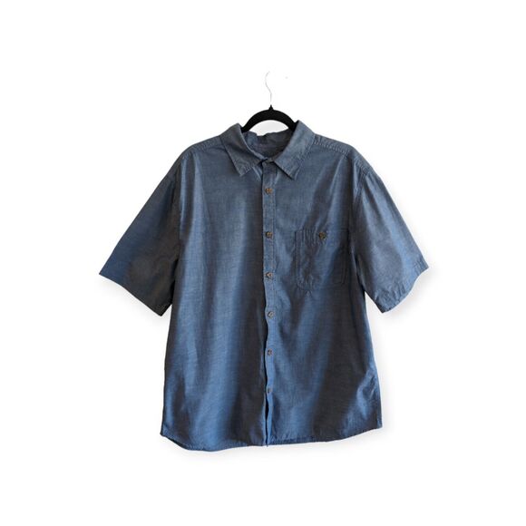 Men’s Mossimo Short Sleeve Blue Button Down Breast Pocket Shirt X-Large - Picture 1 of 7